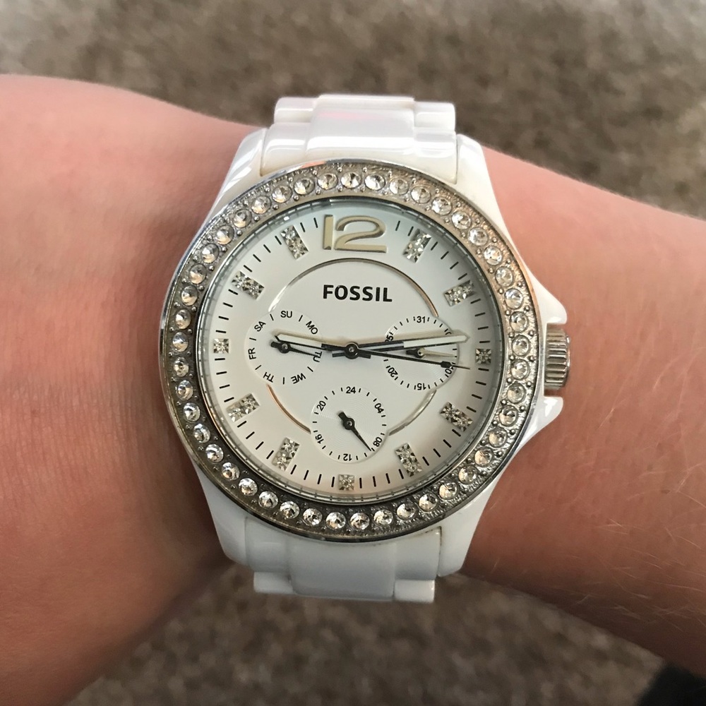 White Fossil Watch